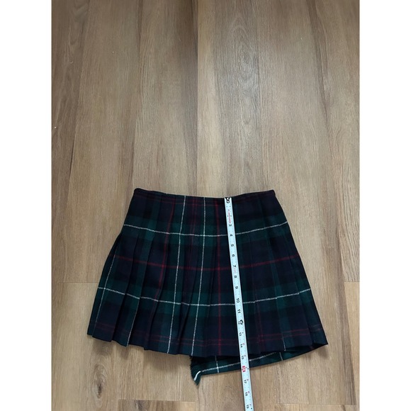 Polo Ralph Lauren Black Plaid Wool Pleated Wrap Mini Skirt Kilt tartan Green 2 - Picture 8 of 8